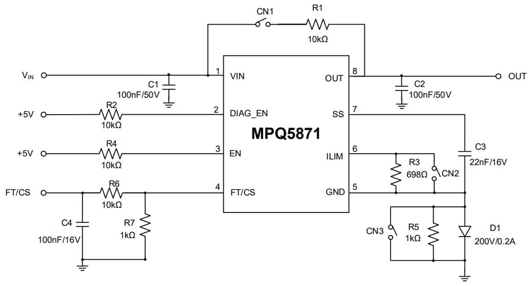 Schematic - Monolithic Power Systems (MPS) EVQ5871-RP-00A Evaluation Board